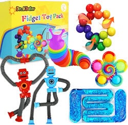 Colorful fidget toy pack with various sensory and stress-relief toys for children and adults.